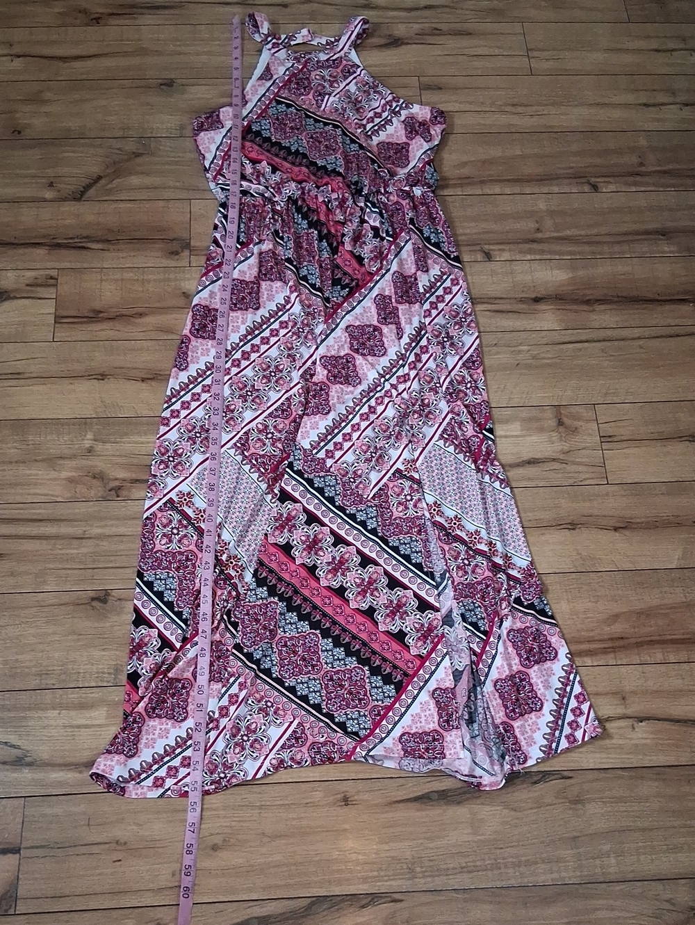 Trixxi Women's Halter Pink Multi Boho Maxi Dress Size Large Summer Dress - Picture 14 of 14